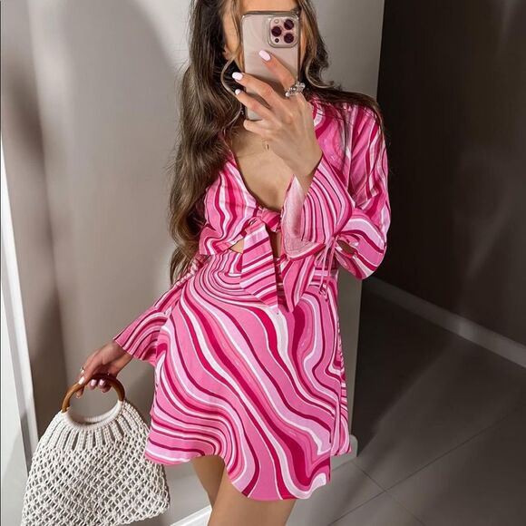 ZARA LINEN BLEND PRINT DRESS - Picture 12 of 14